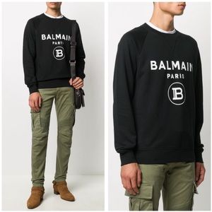 Balmain Logo Printed Pullover Sweatshirt Classic Black
